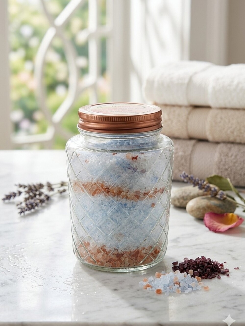 Glass Jar of Blueberry Bath Salts Large Jar